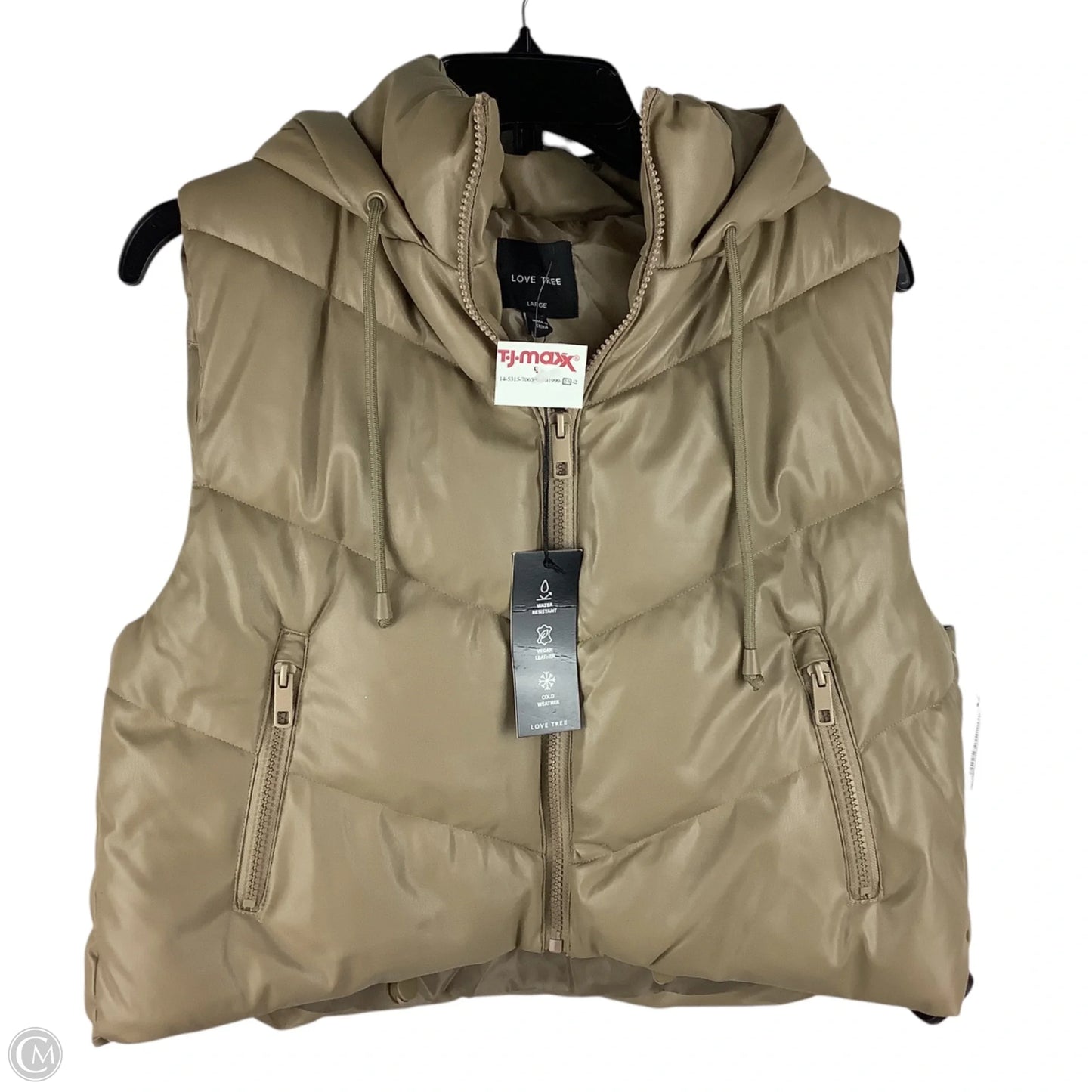 Jacket Puffer & Quilted By Love Tree In Beige, Size: L