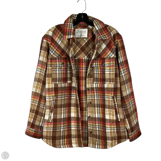 Jacket Shirt By Natural Reflections In Plaid Pattern, Size: M