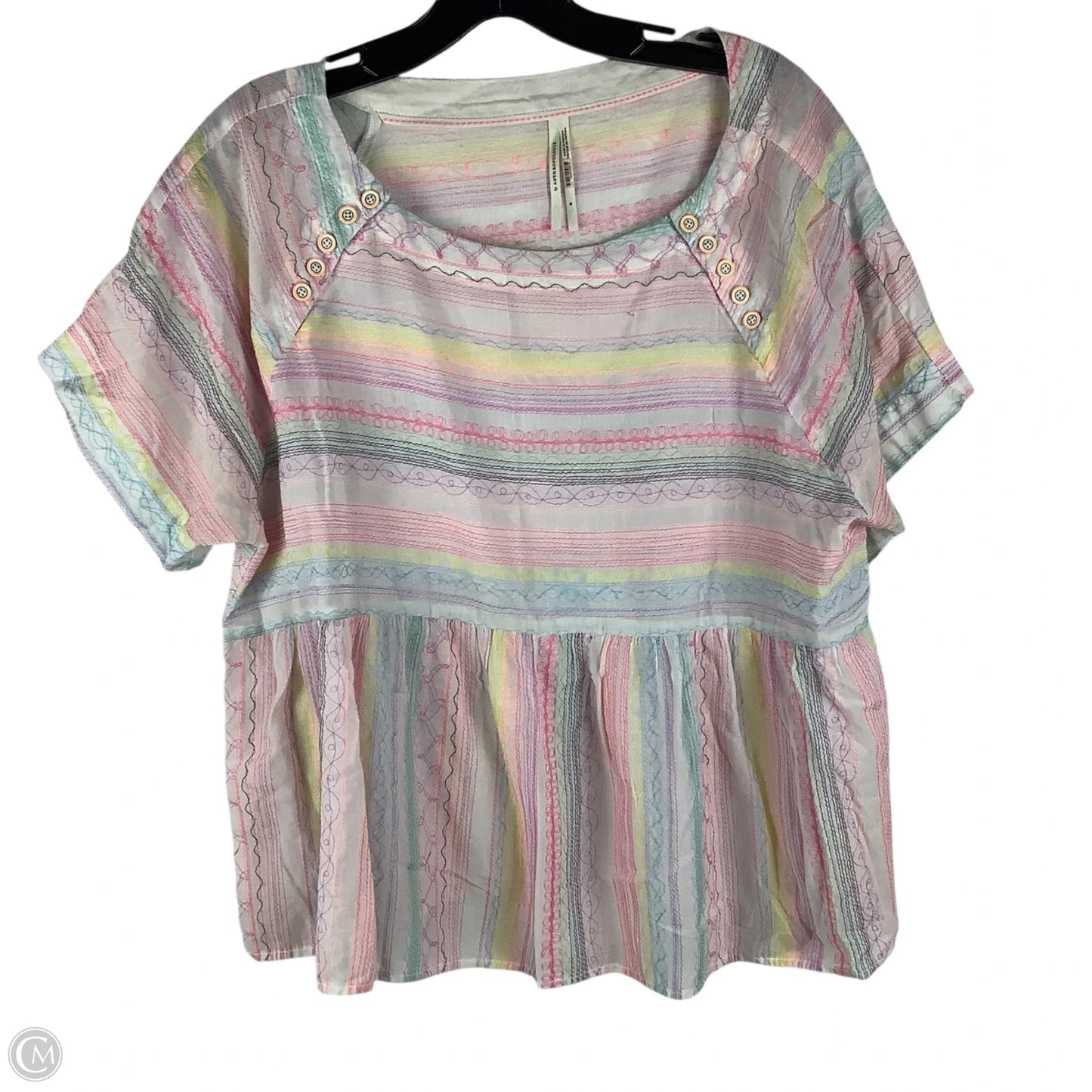 Top Short Sleeve By Anthropologie In Multi-colored, Size: M