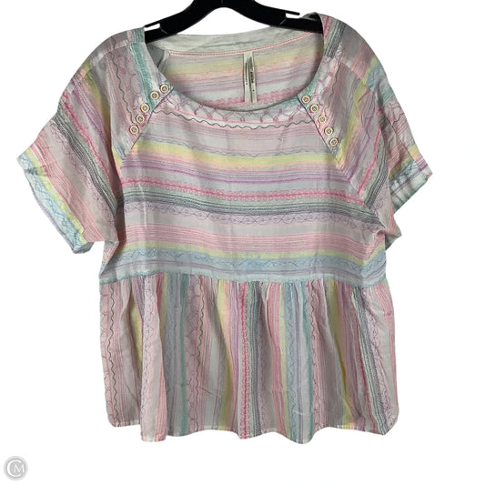 Top Short Sleeve By Anthropologie In Multi-colored, Size: M