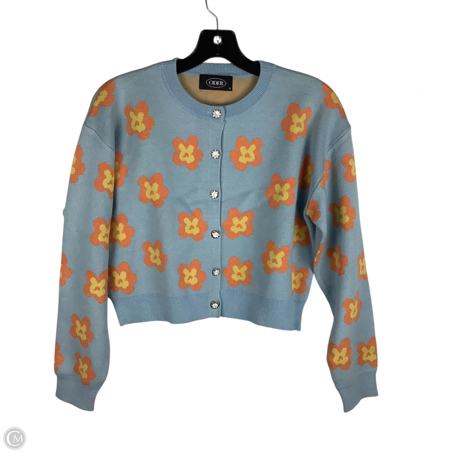 Sweater Cardigan By Clothes Mentor In Floral Print, Size: S