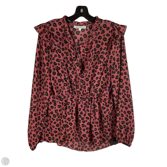 Top Long Sleeve By Joy Joy In Green & Pink, Size: L