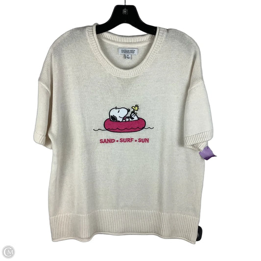 Sweater Short Sleeve By Clothes Mentor In Cream, Size: M