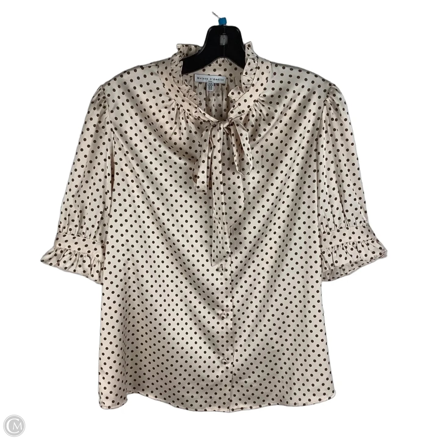 Top Short Sleeve By Maison Damelie In Polkadot Pattern, Size: M