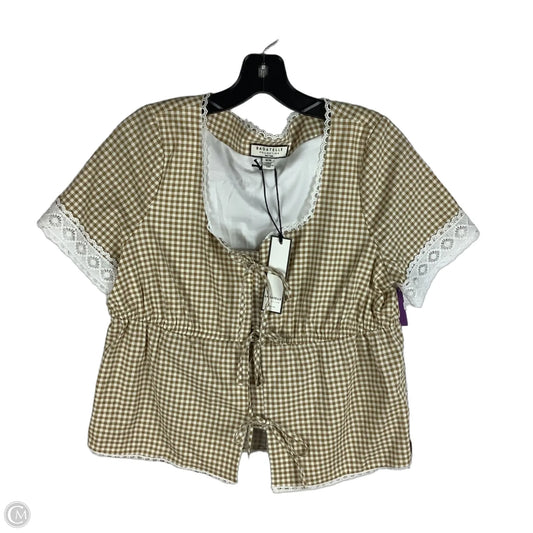 Top Short Sleeve By Bagatelle In Checkered Pattern, Size: M