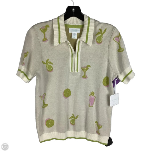 Top Short Sleeve By Cynthia Rowley In Green & Tan, Size: M