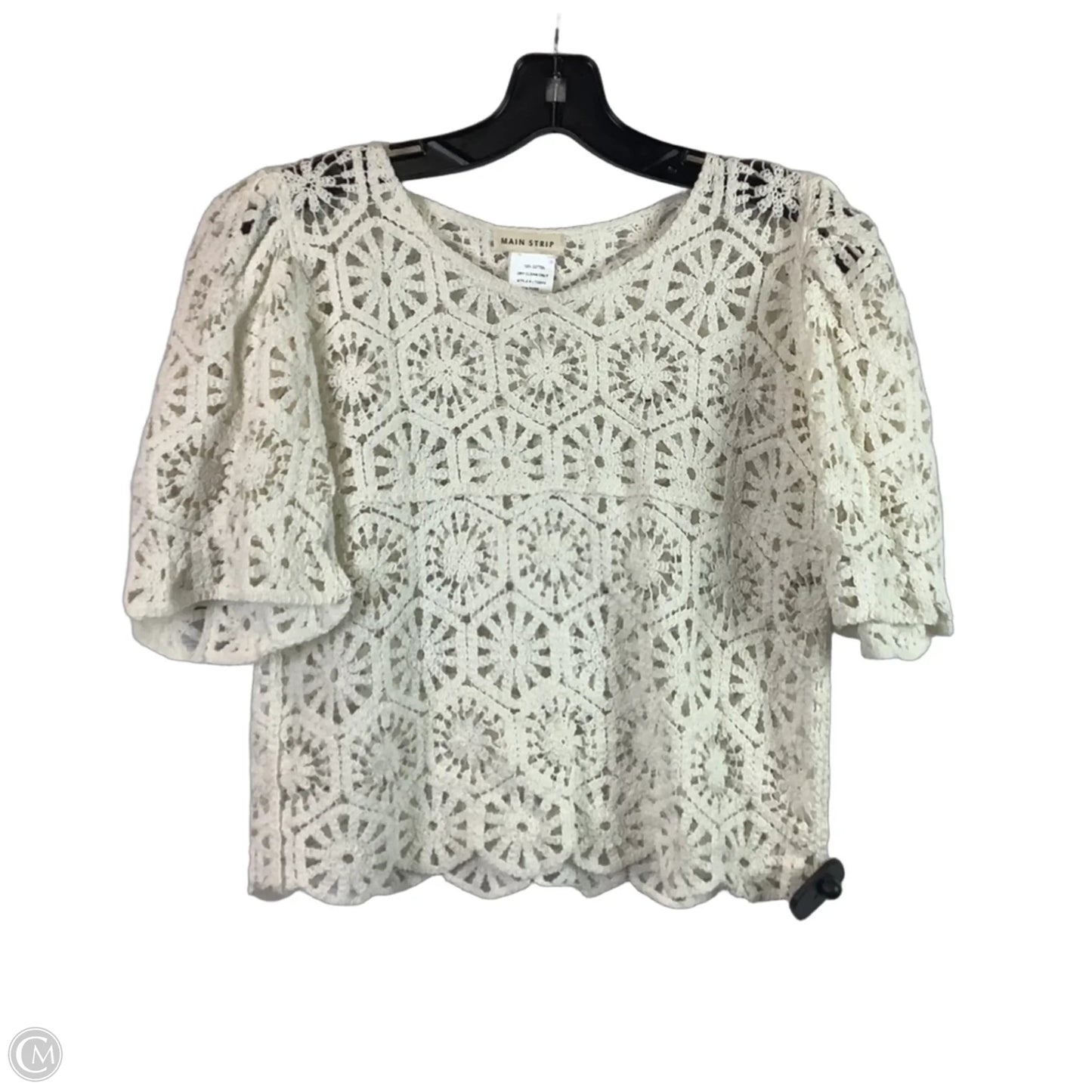 Top Short Sleeve By Main Strip In White, Size: M
