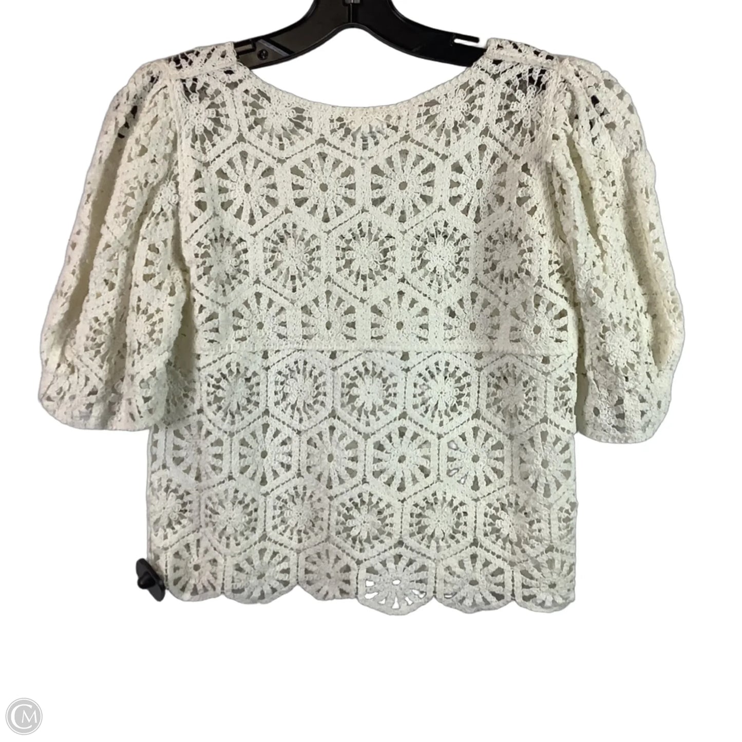 Top Short Sleeve By Main Strip In White, Size: M
