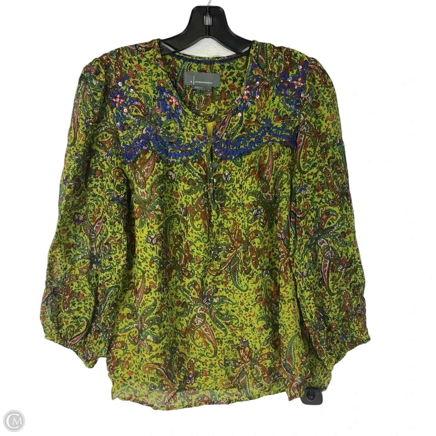 Top Long Sleeve By Anthropologie In Green, Size: S