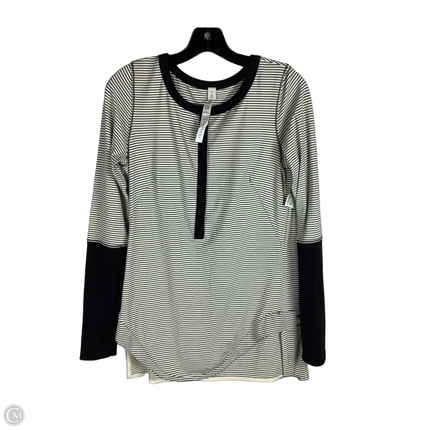 Athletic Top Long Sleeve Collar By Lululemon In Striped Pattern, Size: 8