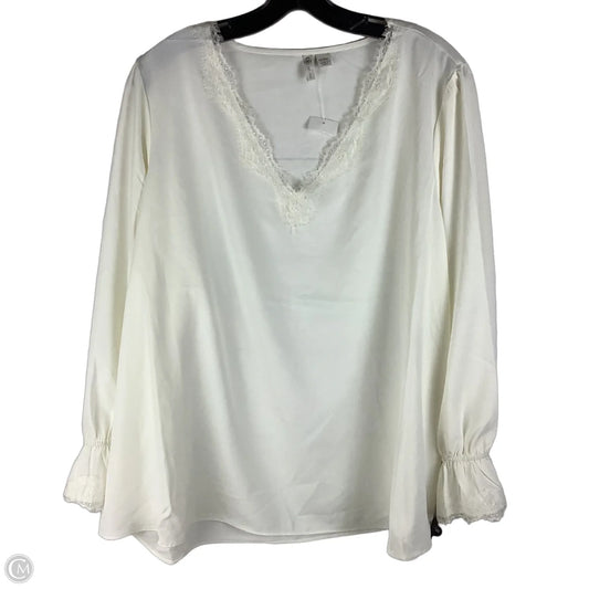 Top Long Sleeve By Cato In Cream, Size: 18/20W (2XL)