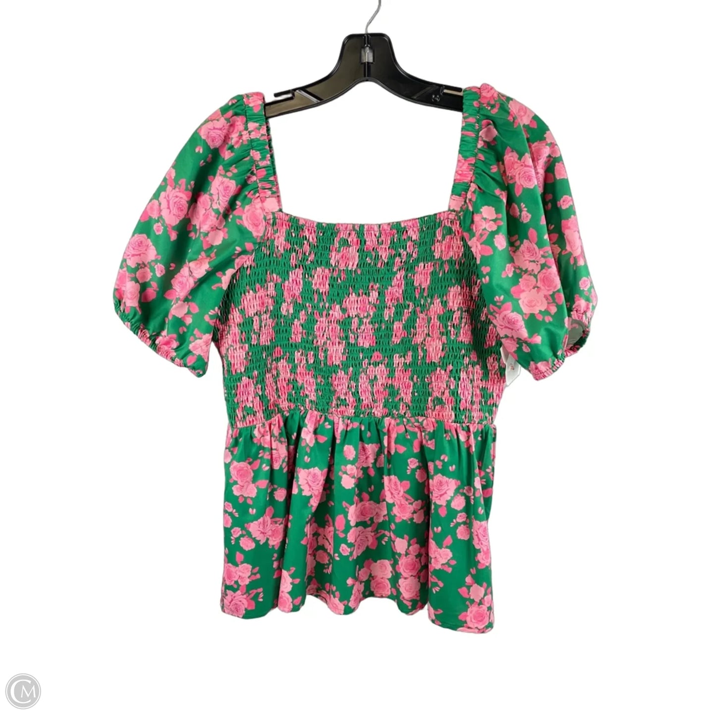Top Short Sleeve By Cmc In Green & Pink, Size: M