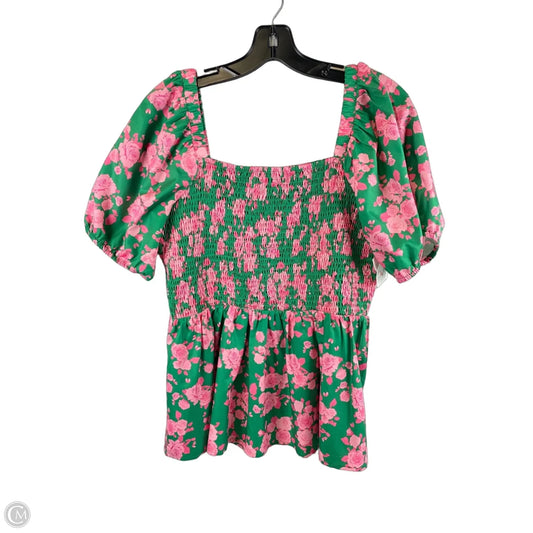 Top Short Sleeve By Cmc In Green & Pink, Size: M