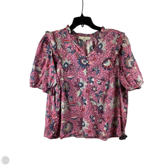 Top Short Sleeve By Loft In Pink, Size: Xl