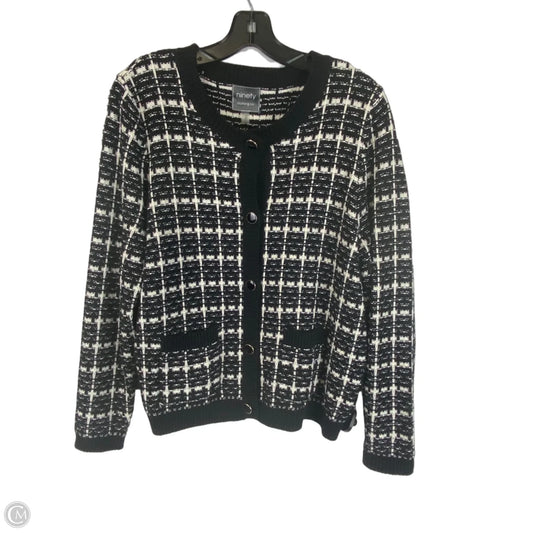Cardigan By Clothes Mentor In Black & White, Size: L