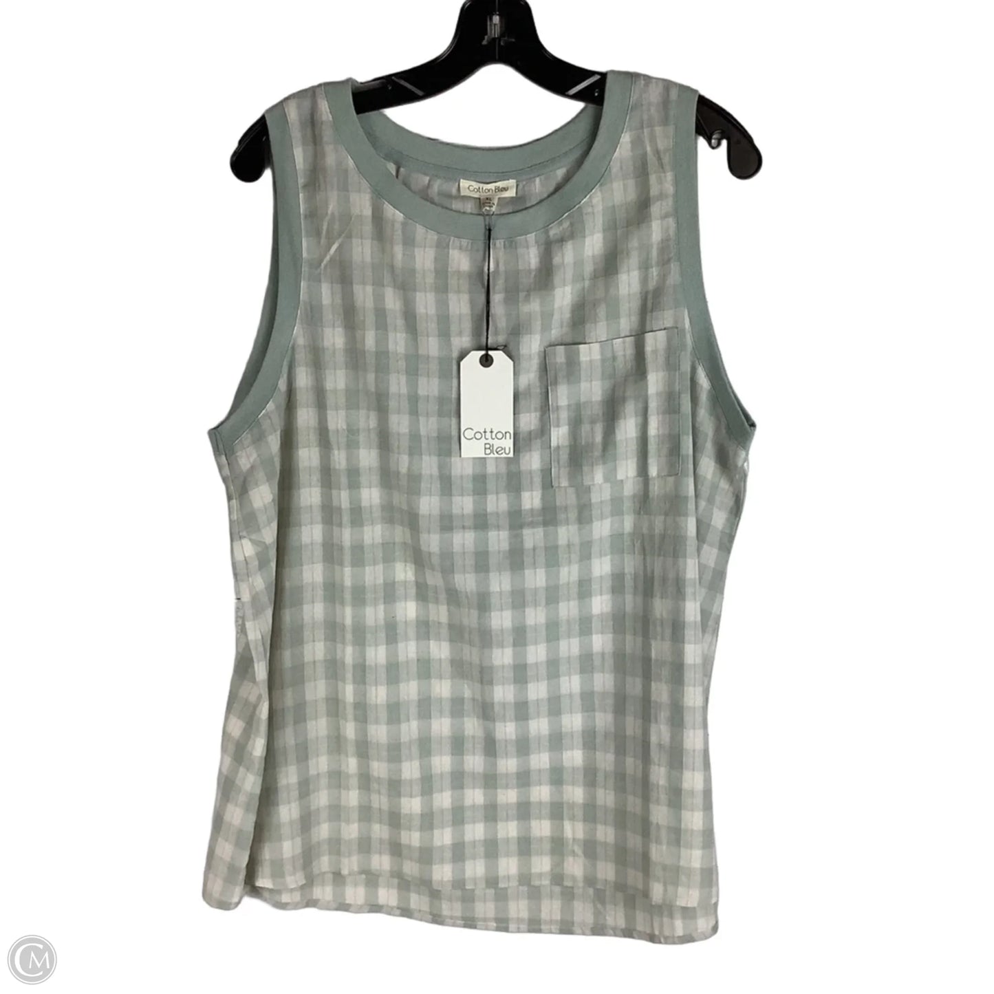 Top Sleeveless By Cotton Bleu In Checkered Pattern, Size: Xl