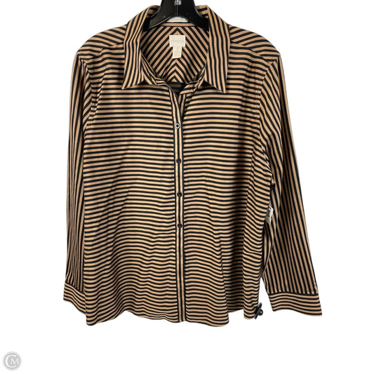 Top Long Sleeve By Chicos In Striped Pattern, Size: 3x