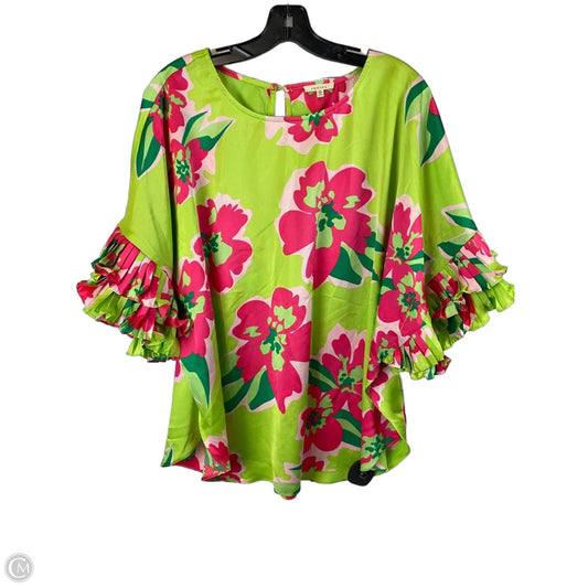 Top Short Sleeve By Jodifl In Green & Pink, Size: M