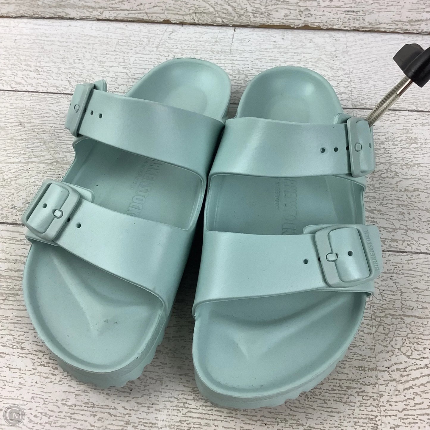 Sandals Flats By Birkenstock In Teal, Size: 5.5/36