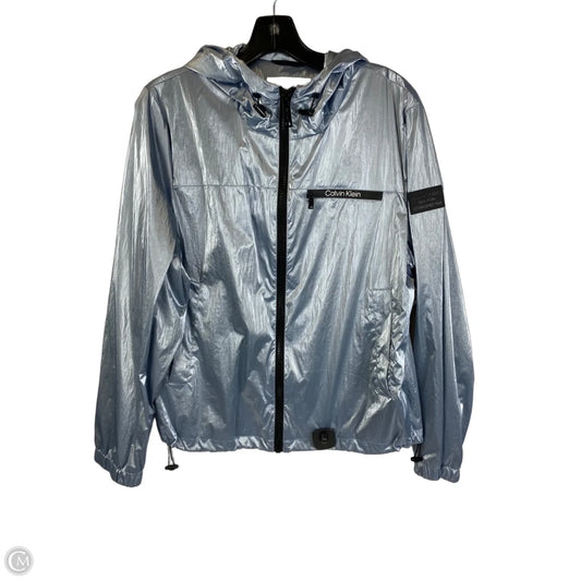 Athletic Jacket By Calvin Klein In Blue, Size: L