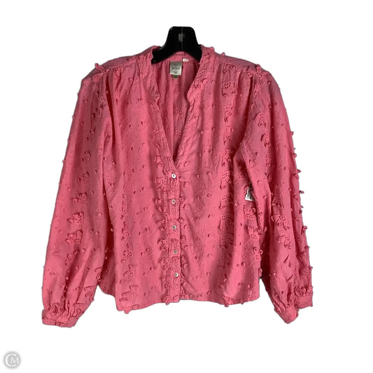 Top Long Sleeve By Clothes Mentor In Pink, Size: 6 petite