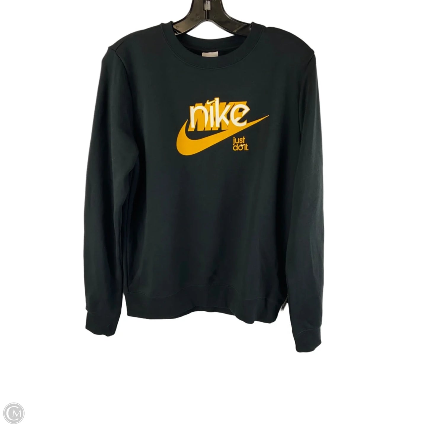 Sweatshirt Collar By Nike In Black & Yellow, Size: S