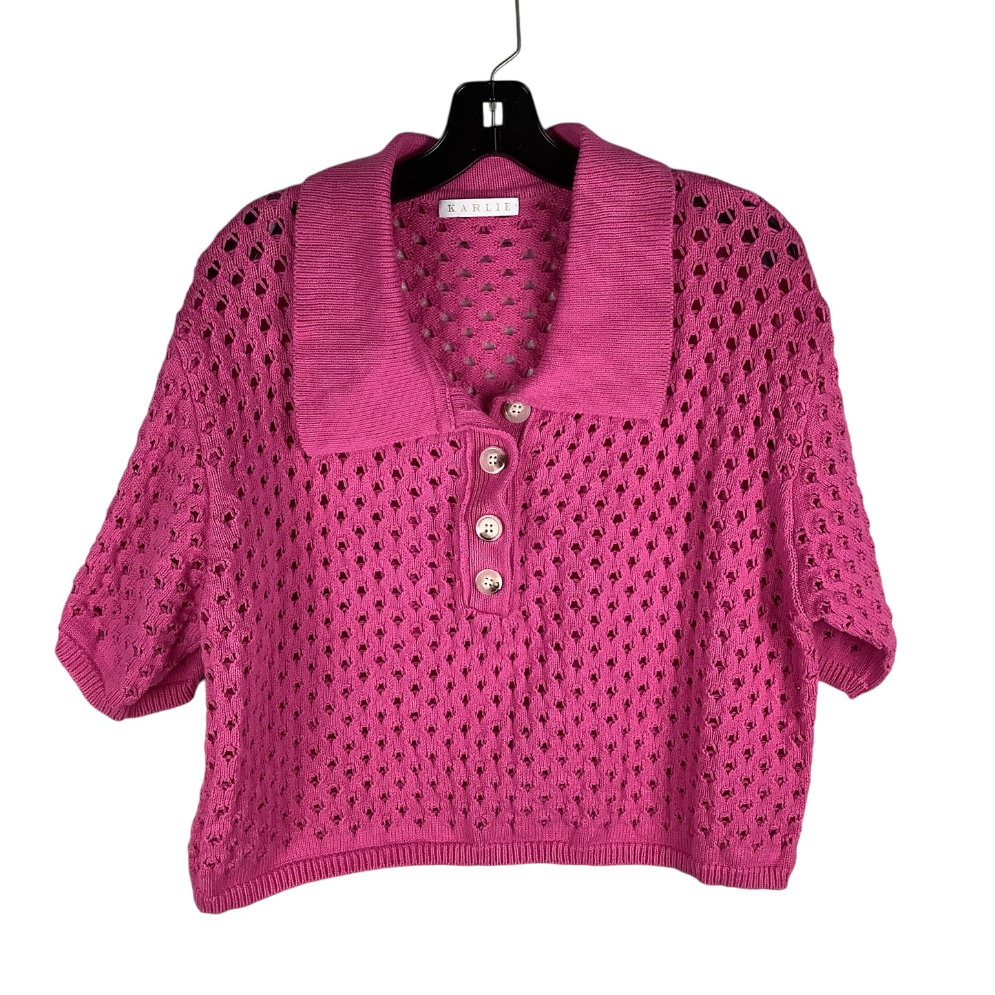 Sweater Short Sleeve By Karlie In Pink, Size: L