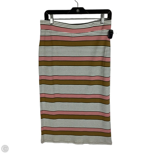 Skirt Midi By Loft In Striped Pattern, Size: M