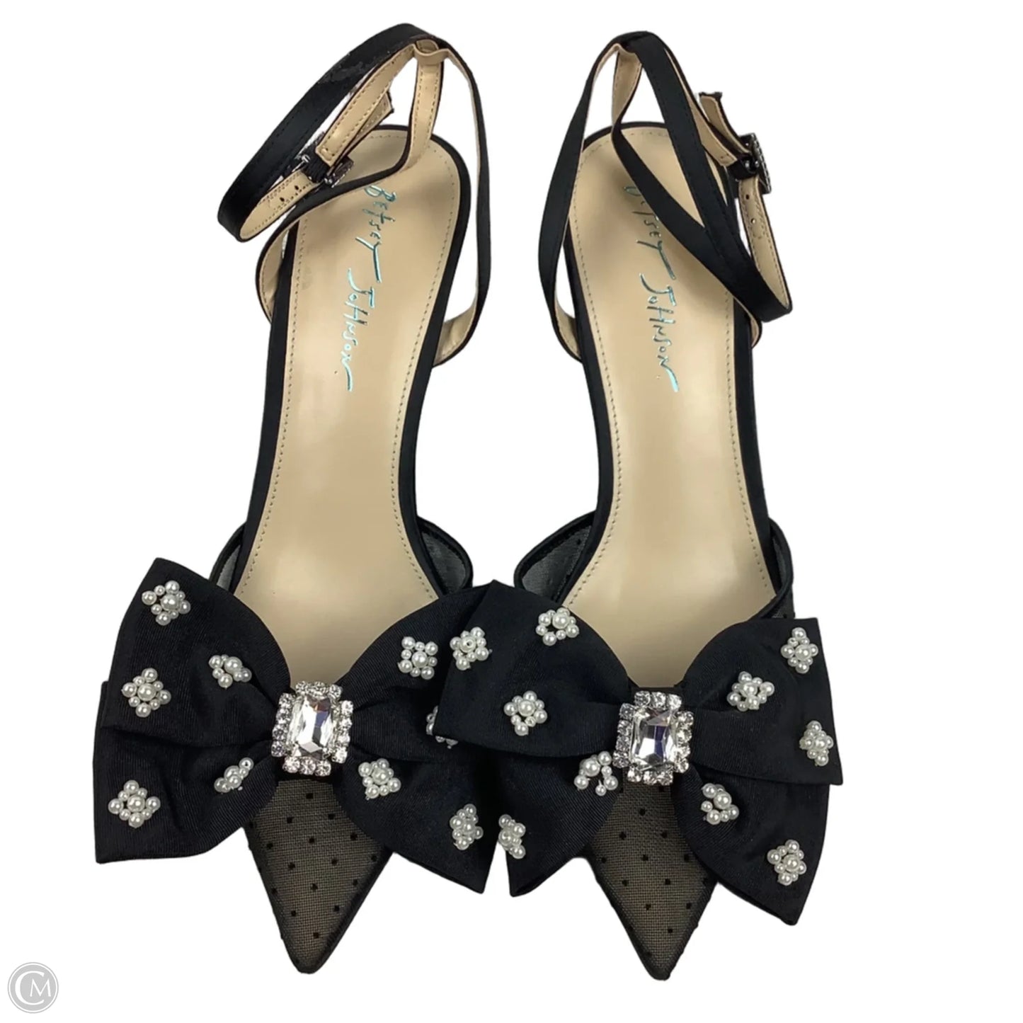 Sandals Heels Kitten By Betsey Johnson In Black, Size: 9.5