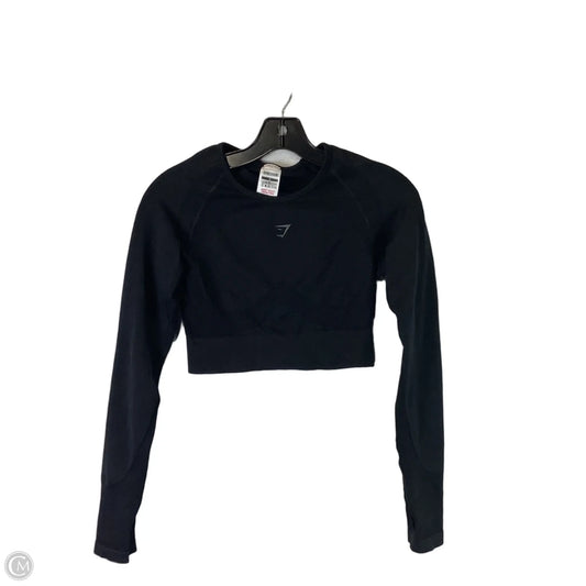 Athletic Top Long Sleeve Collar By Gym Shark In Black, Size: M