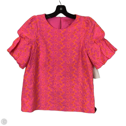 Top Short Sleeve Designer By Lilly Pulitzer In Orange & Pink, Size: M