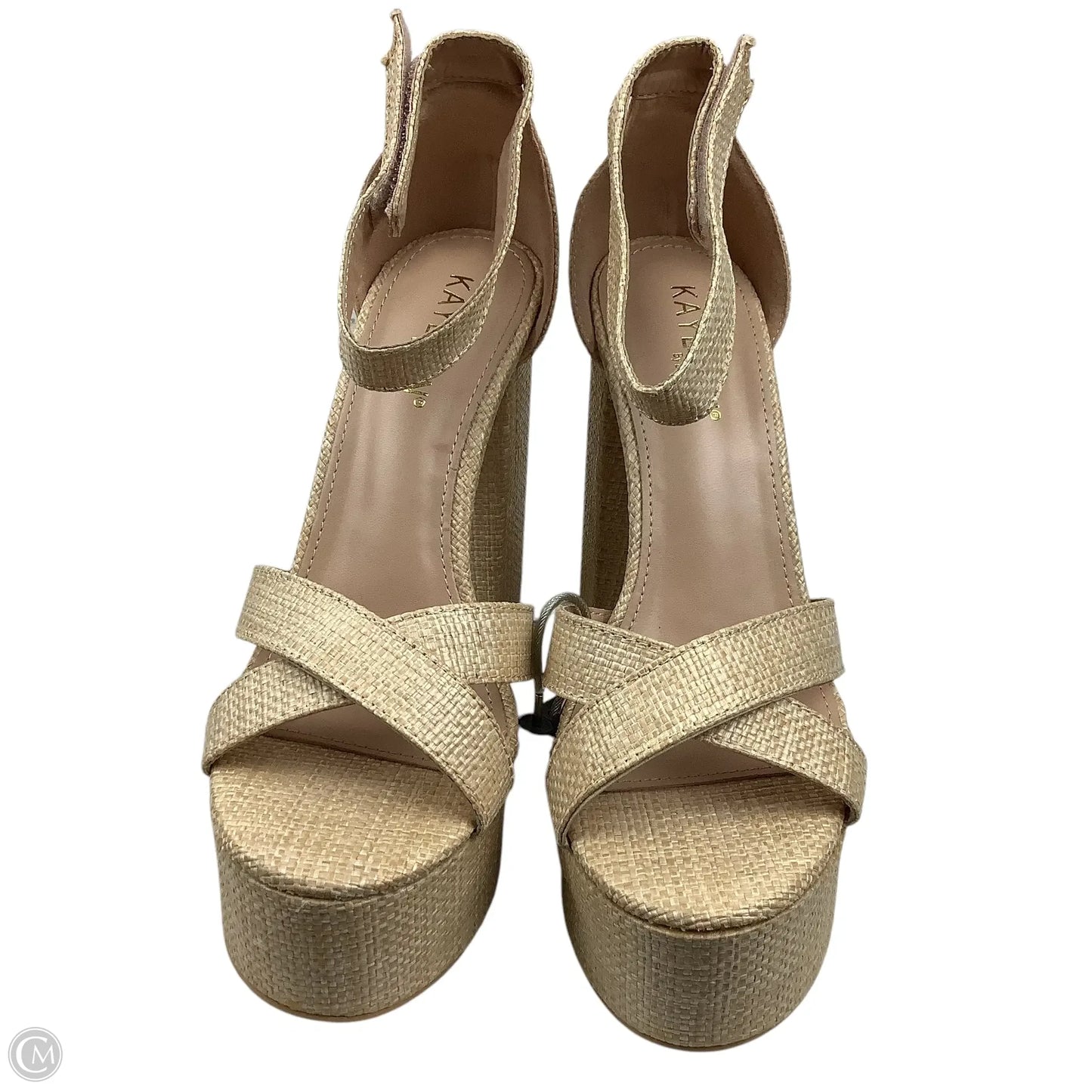 Sandals Heels Block By Clothes Mentor In Cream, Size: 6.5