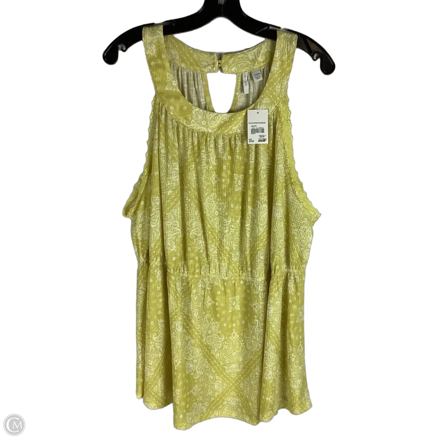 Top Sleeveless By Cato In Yellow, Size: 2x (22/24)