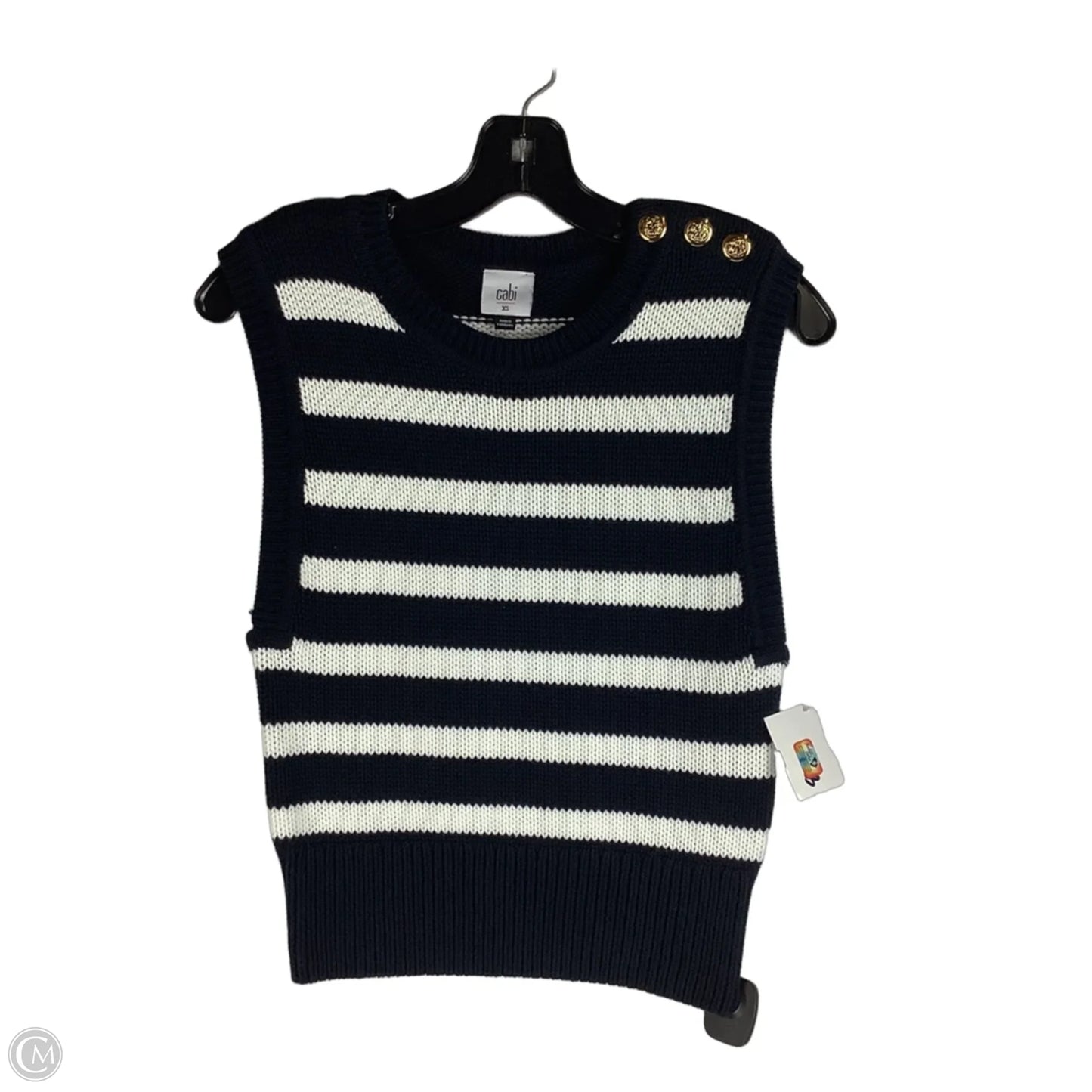 Top Sleeveless By Cabi In Striped Pattern, Size: Xs