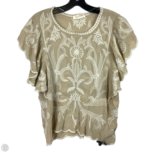 Top Short Sleeve By Solitaire In Beige, Size: M
