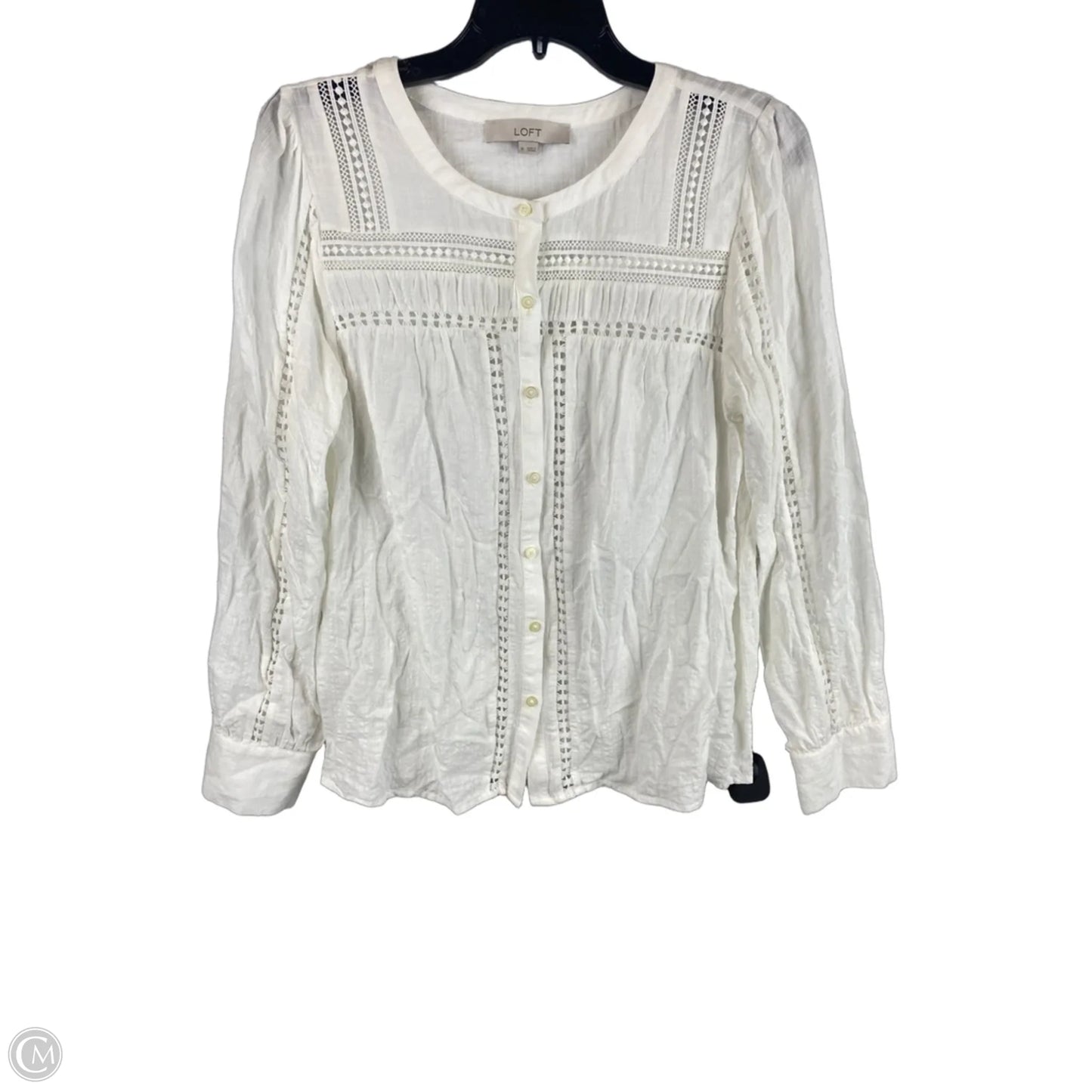 Top Long Sleeve By Loft In White, Size: M