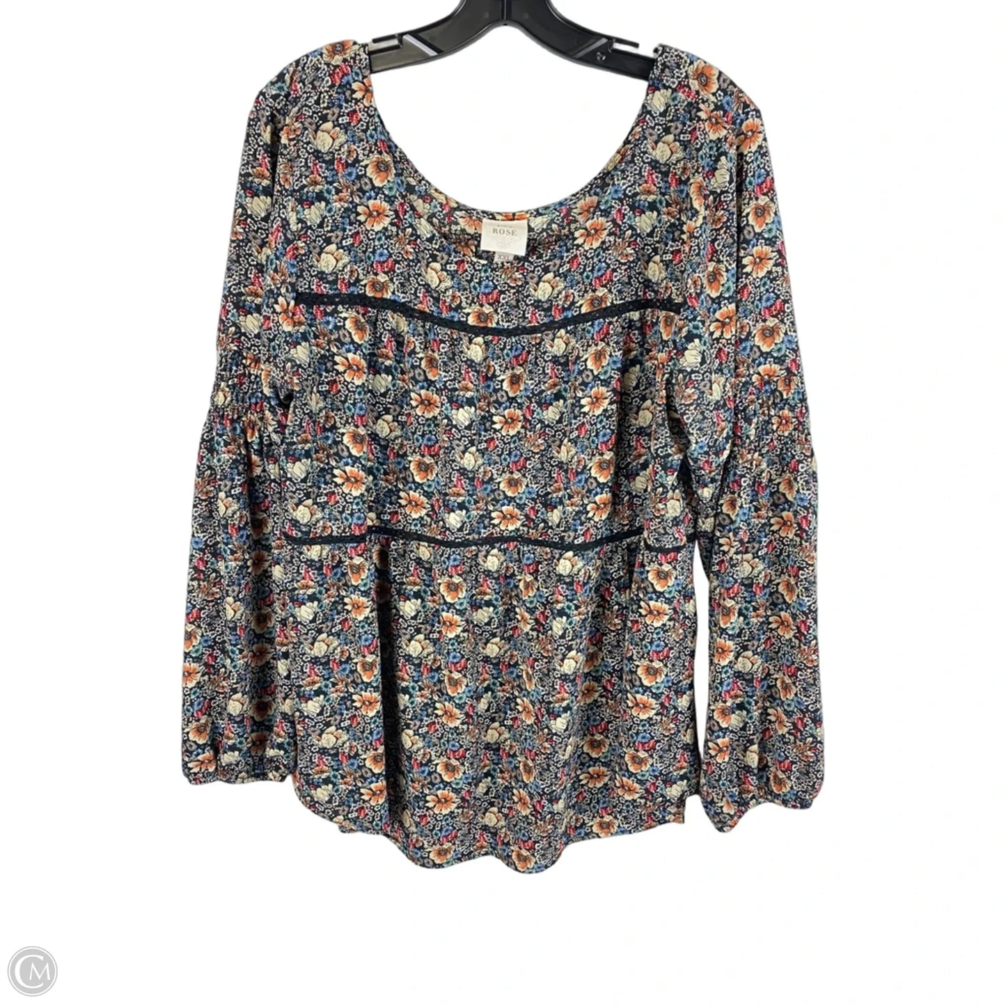 Top Long Sleeve By Knox Rose In Floral Print, Size: Xxl