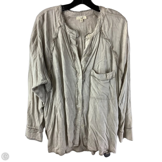 Top Long Sleeve By Easel In Taupe, Size: M