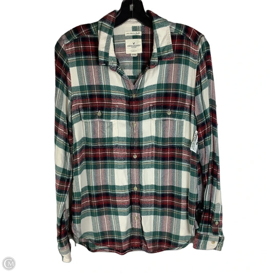 Top Long Sleeve By American Eagle In Plaid Pattern, Size: M