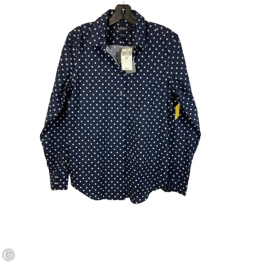 Top Long Sleeve By Lauren By Ralph Lauren In Polkadot Pattern, Size: M