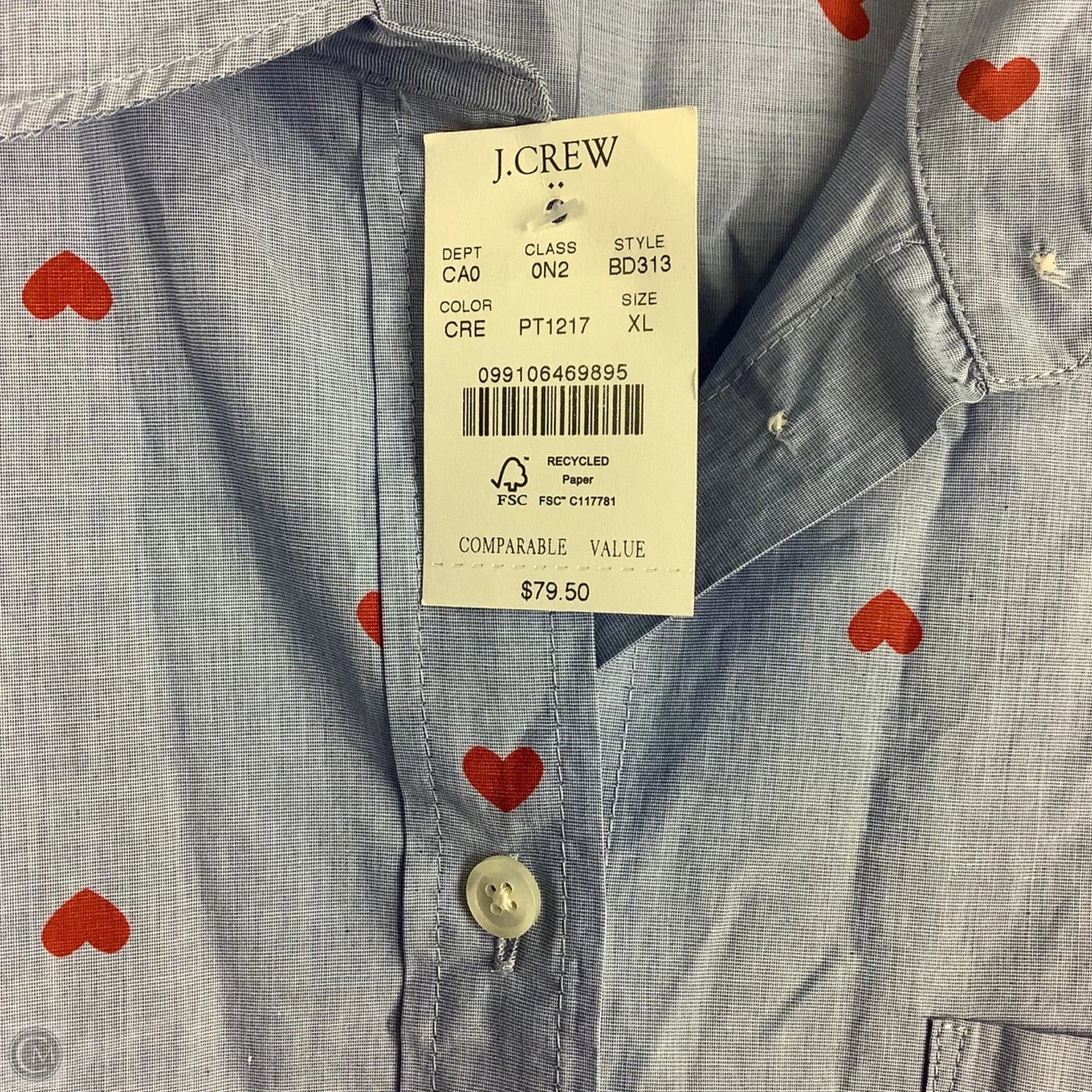 Top Long Sleeve By J. Crew In Blue & Red, Size: Xl