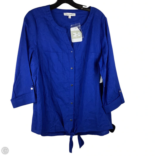 Top 3/4 Sleeve Basic By Clothes Mentor In Blue, Size: L