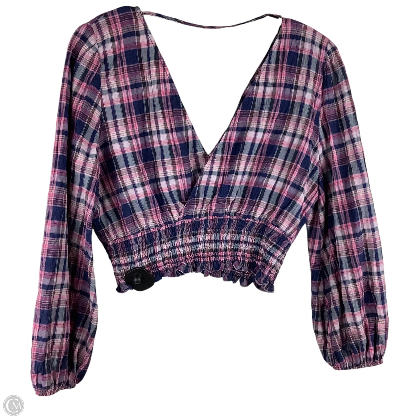 Top Long Sleeve By Zara In Plaid Pattern, Size: S