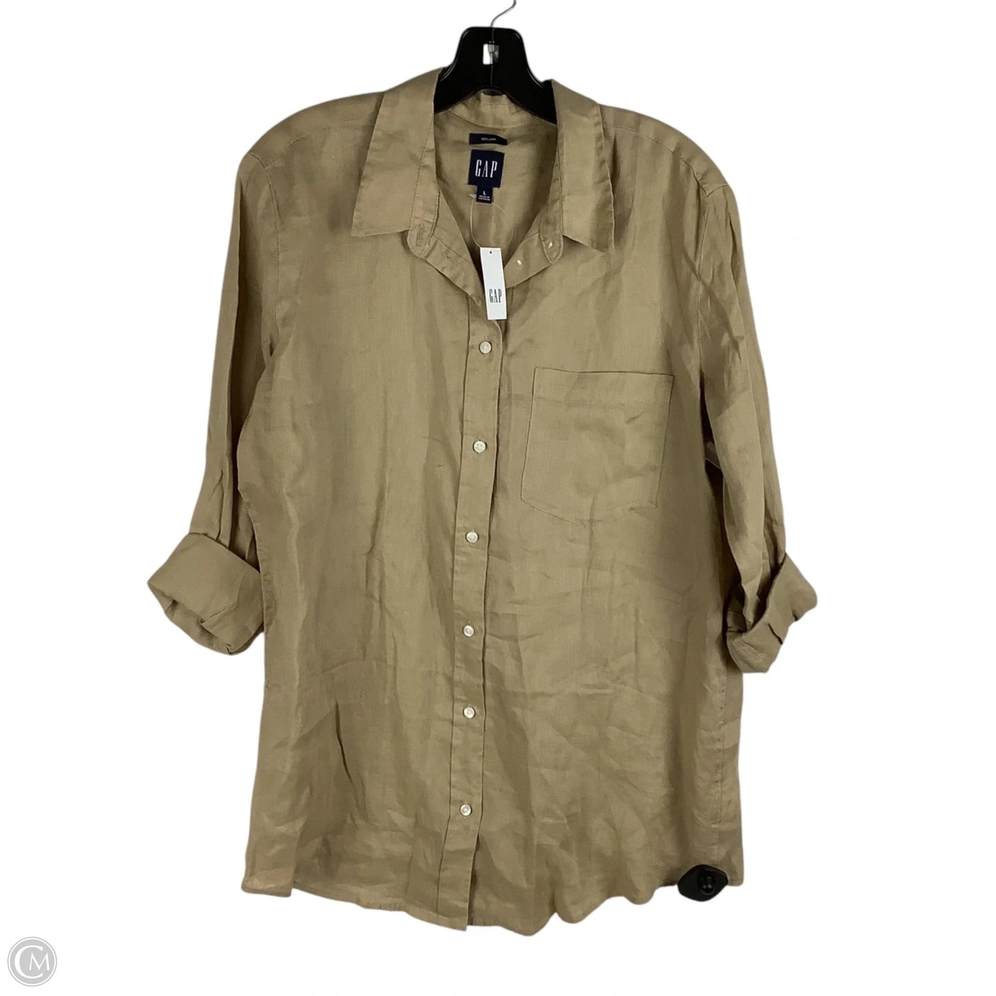 Top 3/4 Sleeve By Gap In Beige, Size: L