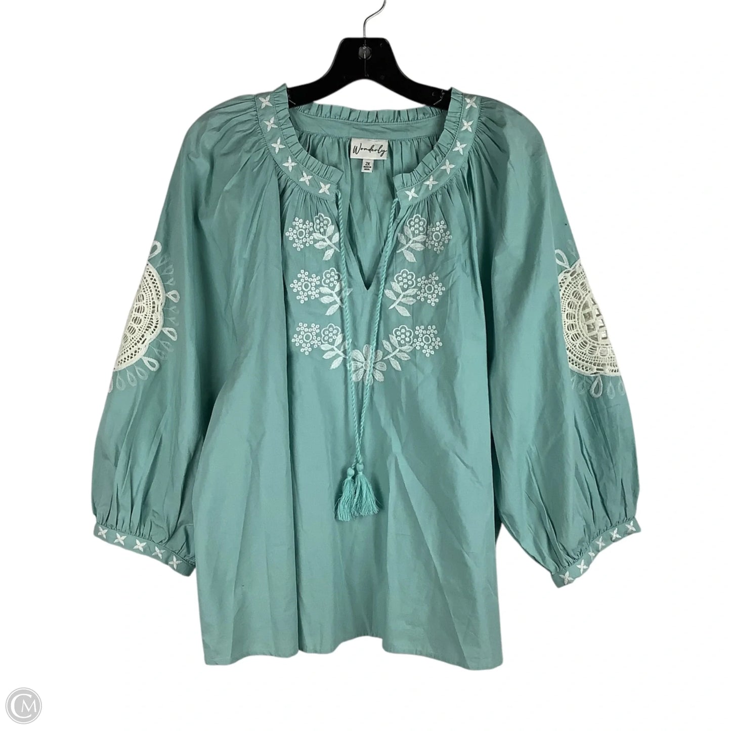 Top Short Sleeve By Wonderly In Green, Size: 2x