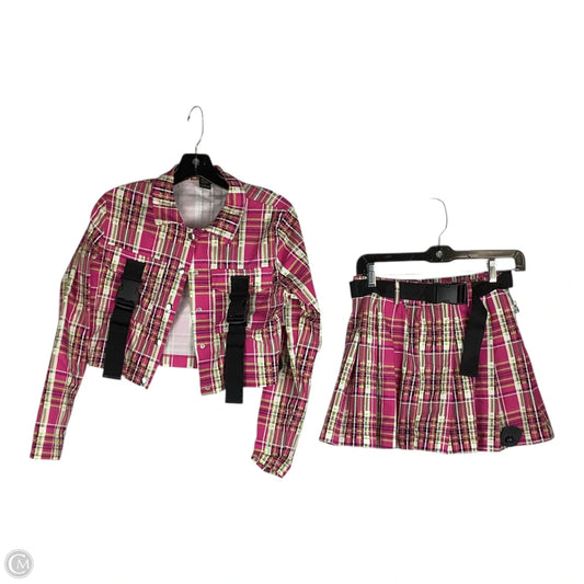 Top 2pc Long Sleeve By Clothes Mentor In Plaid Pattern, Size: S