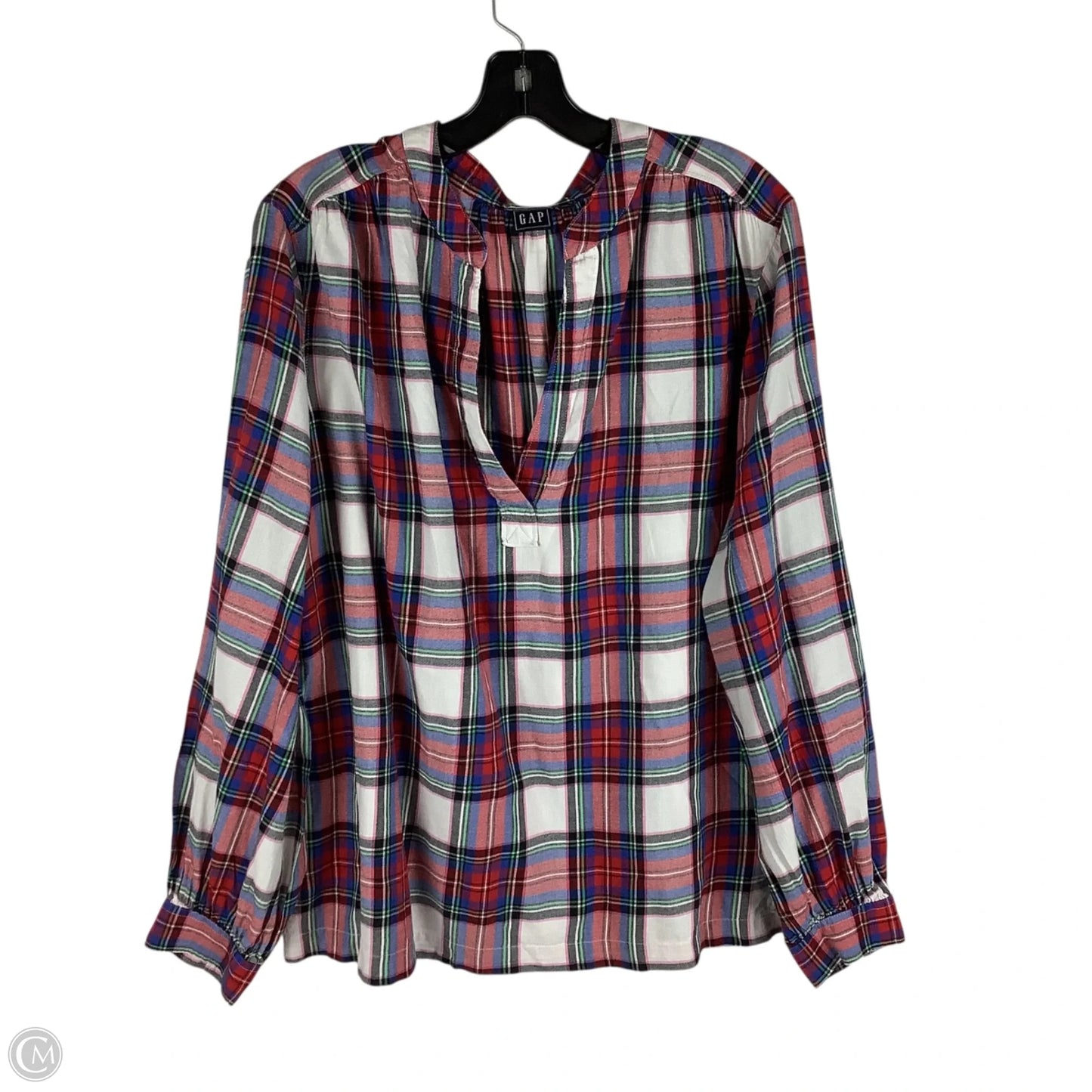 Top Long Sleeve By Gap In Plaid Pattern, Size: Xl