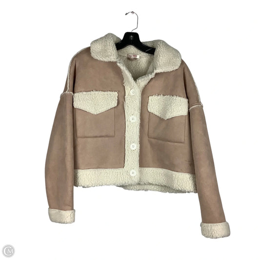 Jacket Faux Fur & Sherpa By Clothes Mentor In Beige, Size: M