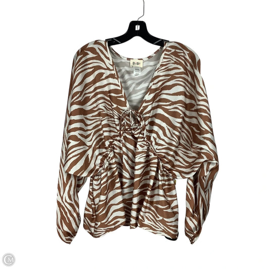 Top Long Sleeve By Bibi In Animal Print, Size: S