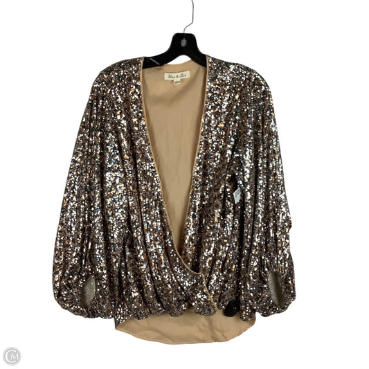 Top Long Sleeve By Vine & Love In Gold, Size: L